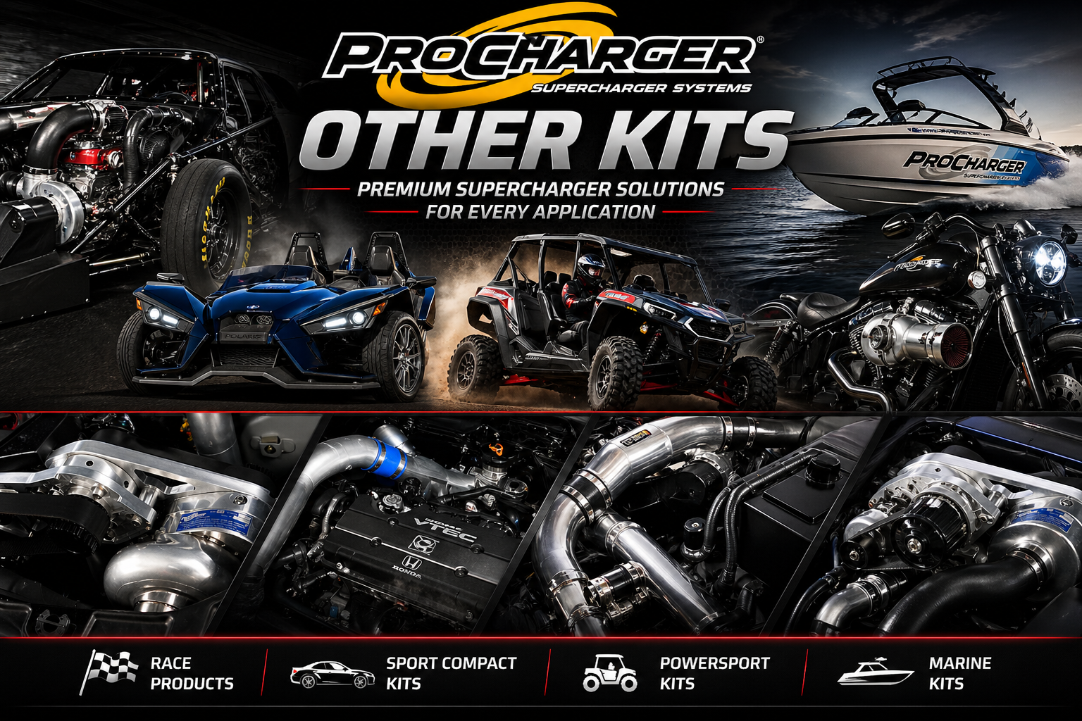 ProCharger race products sport compact kits powersport kits marine kits